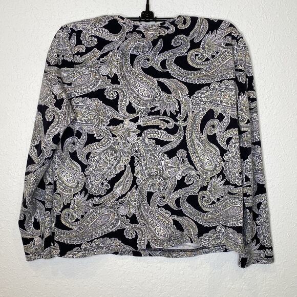 Croft & Barrow The Classic T Long Sleeve Paisley Cropped Round Neck Shirt Sz PM - Picture 4 of 7